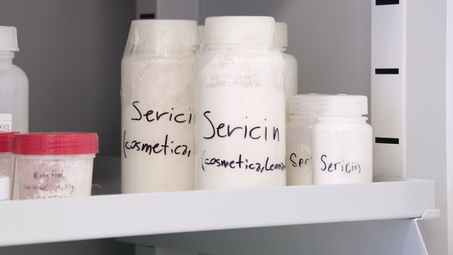 Sericina in polvere estratta dal liquido di sgommatura