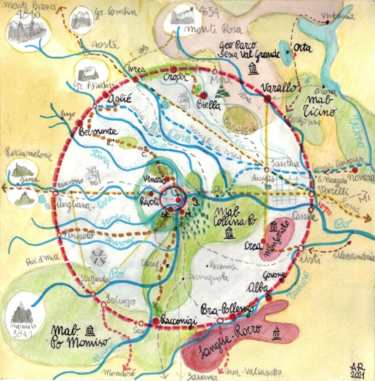 La mappa del Grand Tour UNESCO del Piemonte