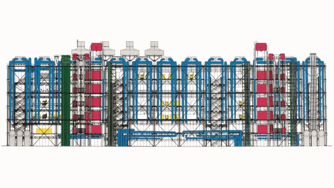 Disegno del Centre Georges Pompidou
