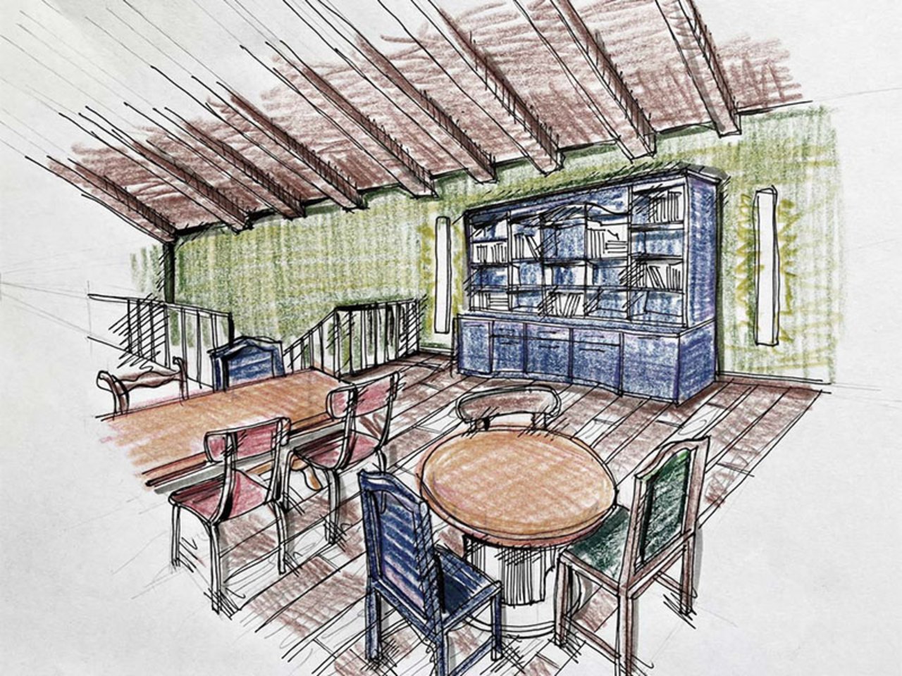Sketches for the interior design of the solidarity hostel in Casa Peroni  Share