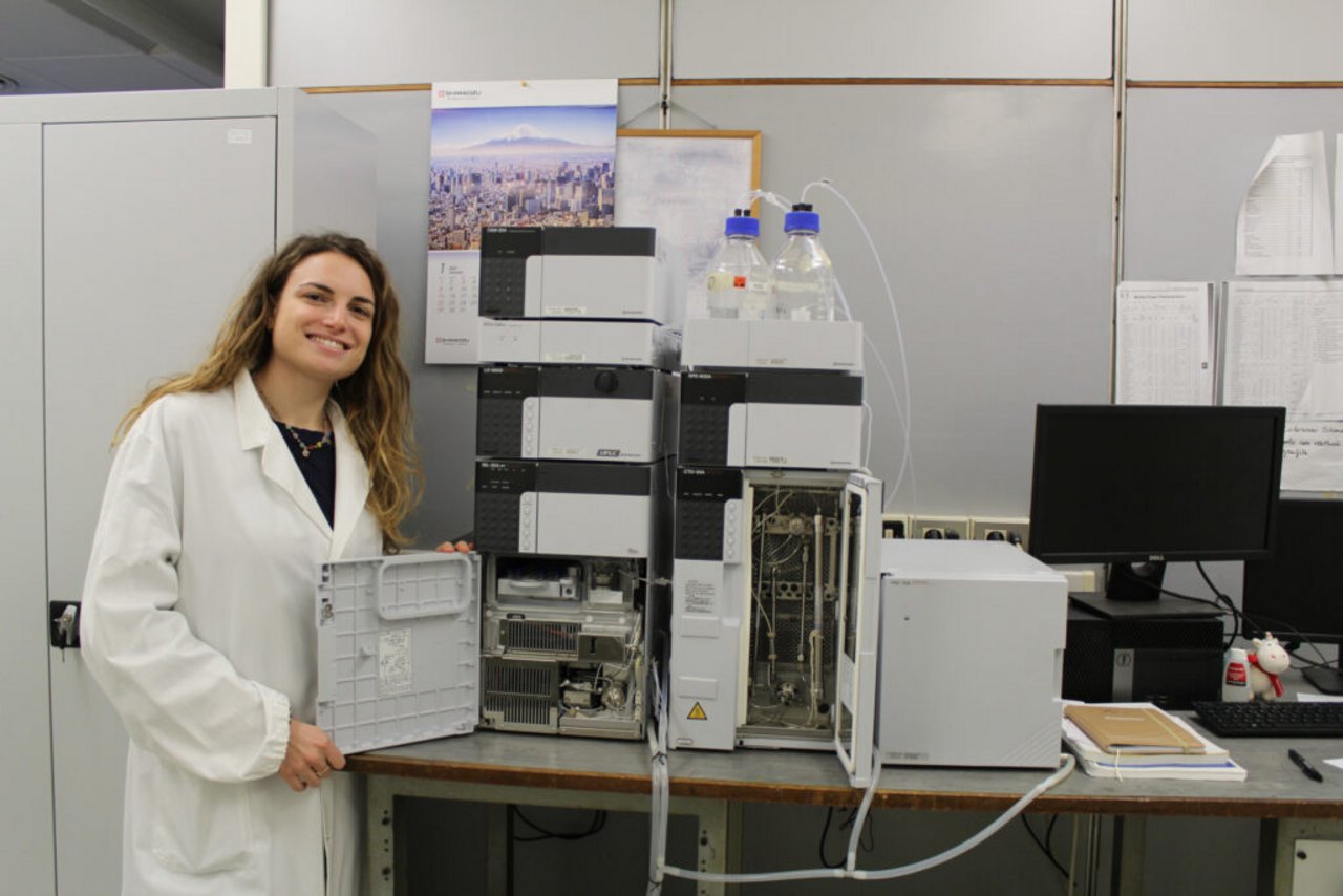 Sonia Peggiani at the laboratory