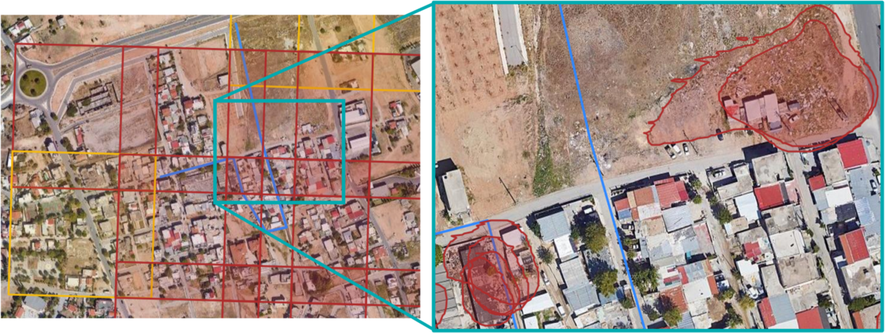 zoom su un'area di rifiuti 
