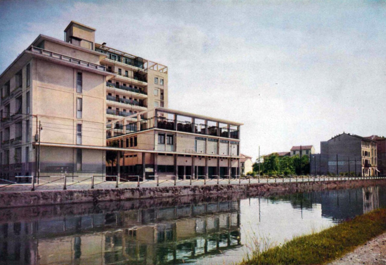 The ‘Grandi and Bertacchi’ Social and Cooperative Centre, from Architettura cronache e storia, November 1956