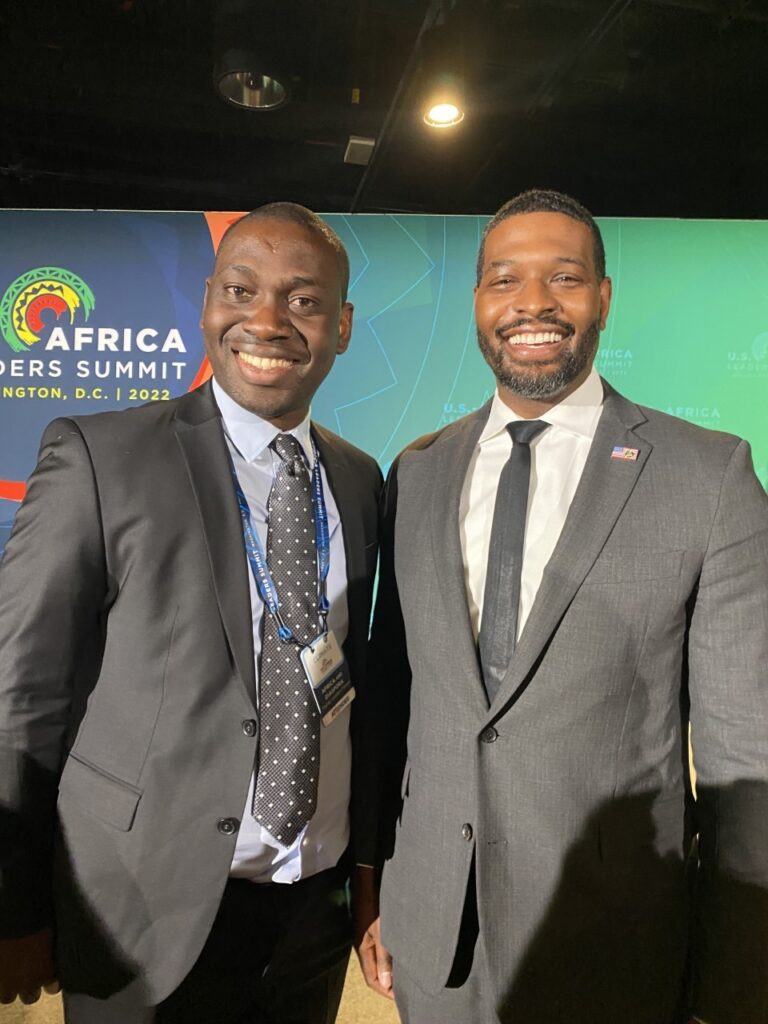 Adedoyin Adeleke with Michael Regan, the Administrator, U.S. Environmental Protection Agency at the White House’s African and Diaspora Young Leaders Forum within the President Joe Biden’s U.S. – Africa Leaders Summit