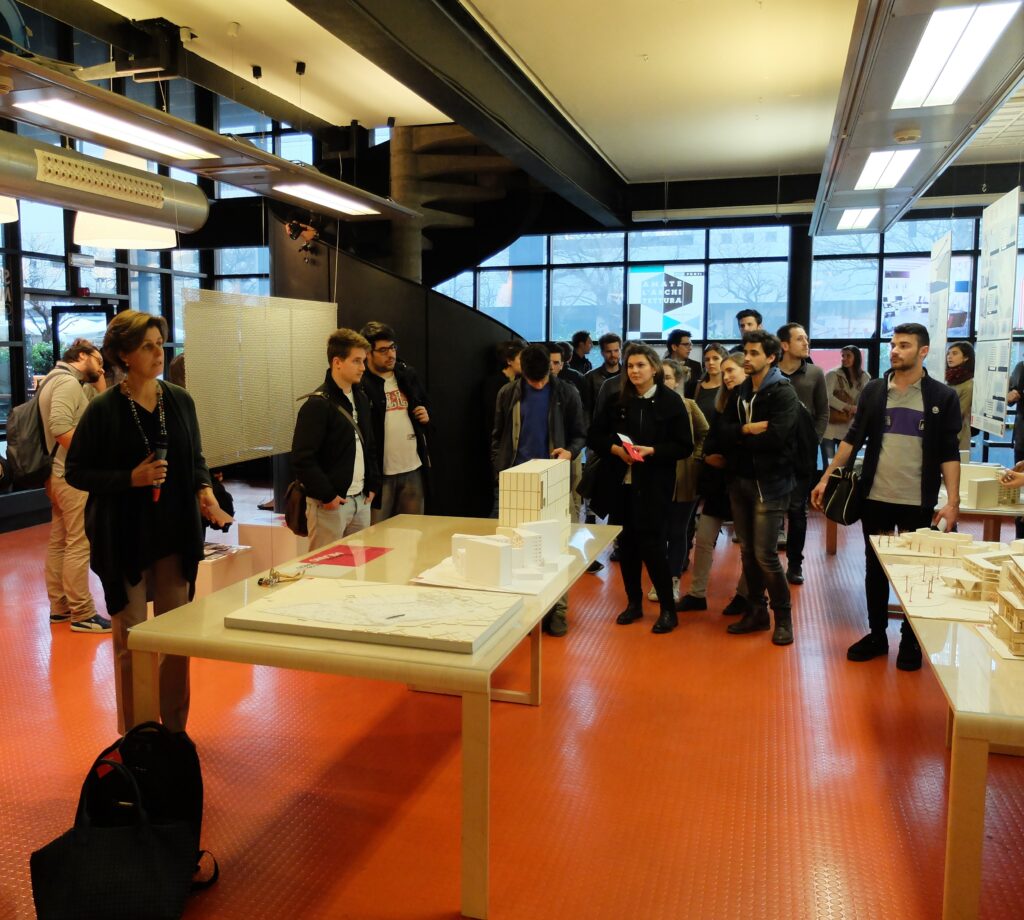 Ilaria Valente at a presentation in the Architecture Exhibition space