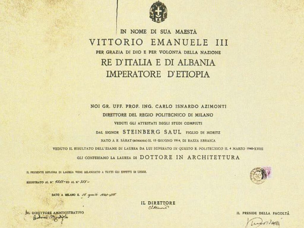 Saul Steinberg's degree diploma