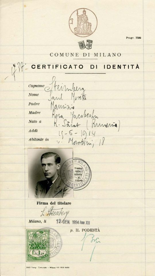Saul Steinberg's certificate of identity