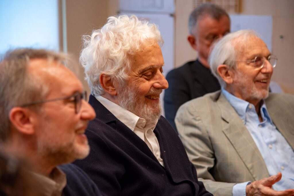 Nicola Piovani (centre) and Renzo Piano (right)