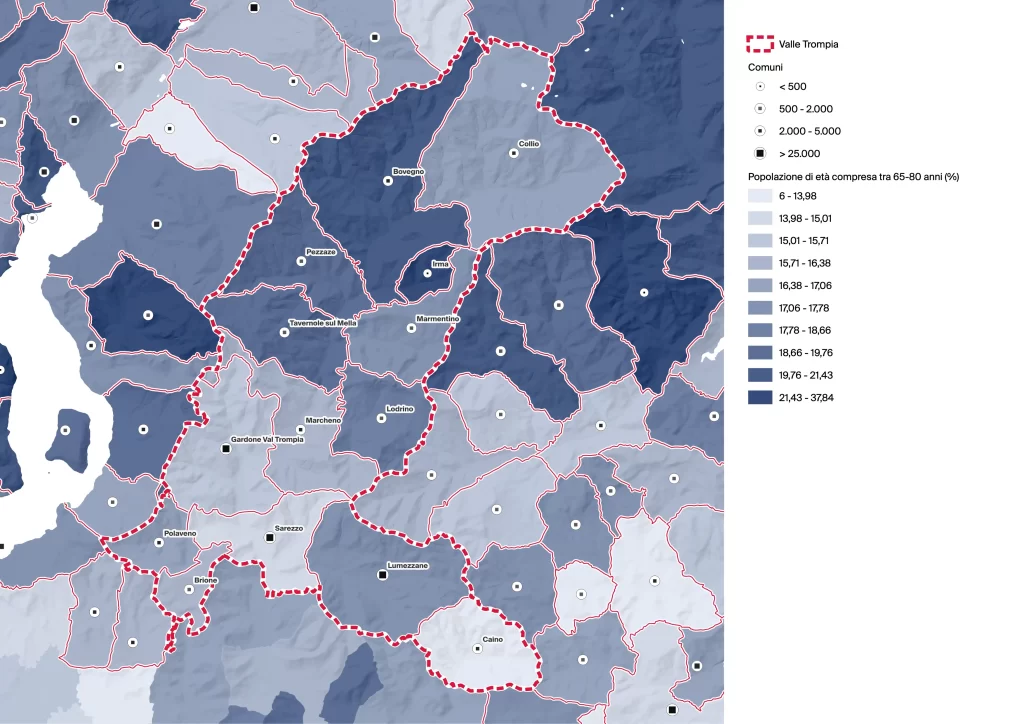Rielaborazione dei dati della popolazione anziana della Val Trompia © DAStU